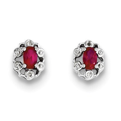 Ruby &amp; Diamond July Earrings Sterling Silver QBE22JUL, MPN: QBE22JUL, 883957495316