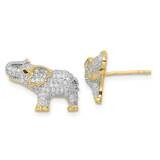 Gold Tone CZ Diamond Elephant Post Earrings Sterling Silver Rhodium-Plated QE16507, MPN: QE16507, 1…