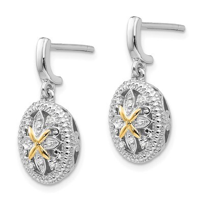 Diamond Earrings Sterling Silver &amp; 14k Gold QTC645, MPN: QTC645, 886774761152