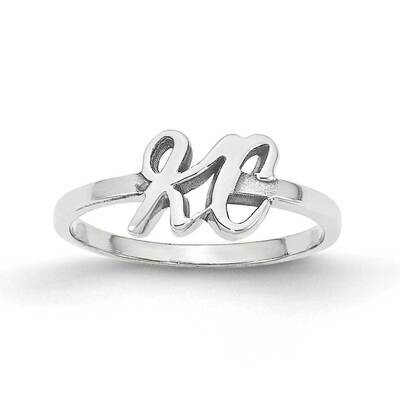 Laser Polished Initial Script or Block Font Ring 10k White Gold 10XNR75W, MPN: 10XNR75W, 8867745662…
