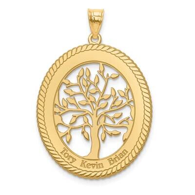 Family Tree Oval Pendant 14k Gold Laser Polished XNA669Y, MPN: XNA669Y,