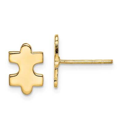 Polished Puzzle Piece Post Earrings Sterling Silver Gold-tone QE15099, MPN: QE15099, 886774080758