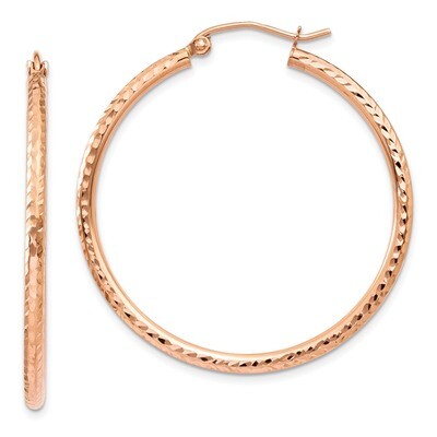Polished Light Weight Large Diamond -cut Tube Hoop Earrings 14k Rose Gold TF820, MPN: TF820, 886774…