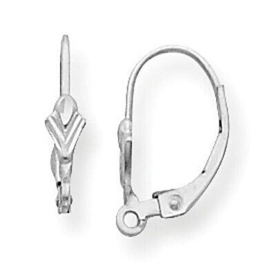 Fancy Leverback with Split Ring Earring Component 14k White Gold WG799, MPN: WG799,