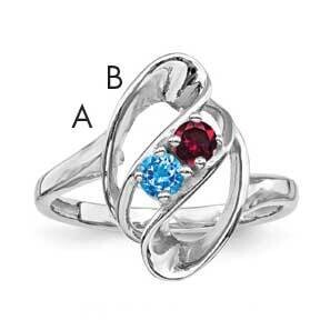 Synthetic 2 Stone Mother&#39;s Ring Sterling Silver Rhodium-plated XMR3/2SS-5, MPN: XMR3_2W--6, 8839578…