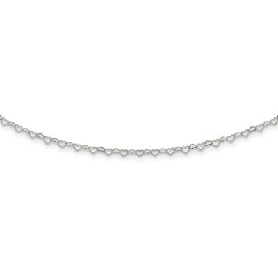 Hearts Link with 4 Inch Extender Choker Sterling Silver Polished QG5572-12, MPN: QG5572-12, 8867740…