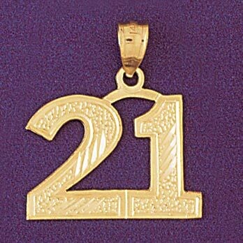 Dazzlers Jewelry Number 21 Pendant Necklace Charm Bracelet in Yellow, White or Rose Gold 950921, MP…