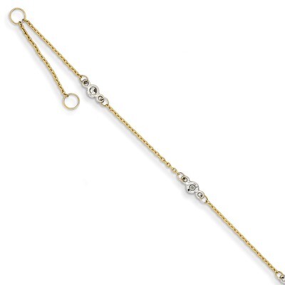 Synthetic Diamond with 1 Inch Extension Anklet 9 Inch 14k Two-Tone Gold ANK240-9, MPN: ANK240-9, 88…