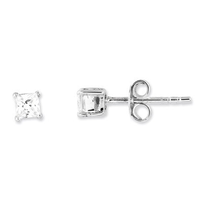 3mm Princess Basket Set Diamond Stud Earrings Sterling Silver QE3150, MPN: QE3150, 883957925417
