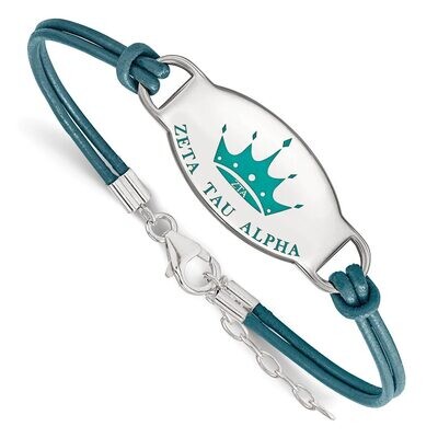 Zeta Tau Alpha Enameled Oval Leather Bracelet Sterling Silver SS018ZTA-7, MPN: SS018ZTA-7, 88677460…