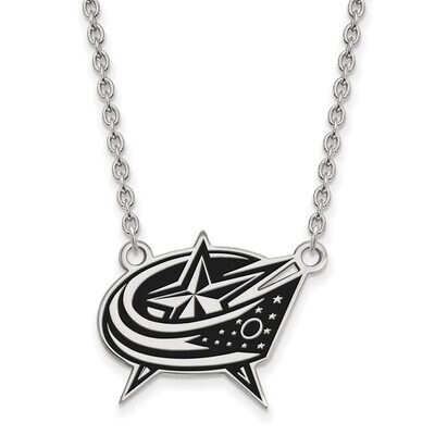 Columbus Blue Jackets Large Enamel Pendant with Chain Necklace Sterling Silver SS011BJA-18, MPN: SS…