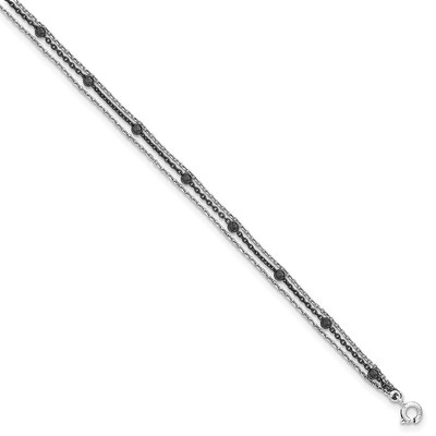 Polished Rhodium-plated 3-strand Bracelet Sterling Silver QG3783-7