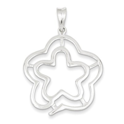 Sterling Silver Polished Flower Pendant QP2594