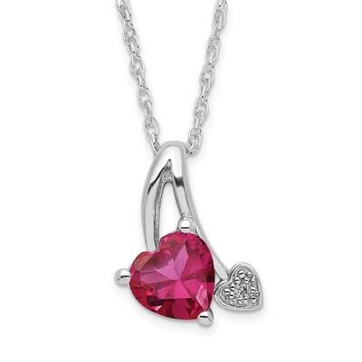 Sterling Silver Created Ruby and Diamond Pendant Necklace PXS2524/CRRU-SSBAB