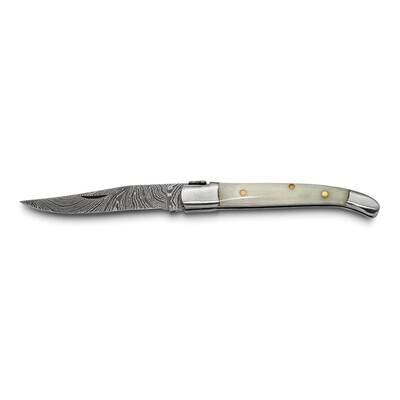Damascus Steel 256 Layer Folding Blade Camel Bone Handle Knife KN72334, MPN: KN72334, 191101910722