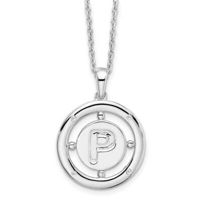 White Ice .025Ct. Diamond Initial P Necklace Sterling Silver QW499P-18, MPN: QW499P-18, 191101479090