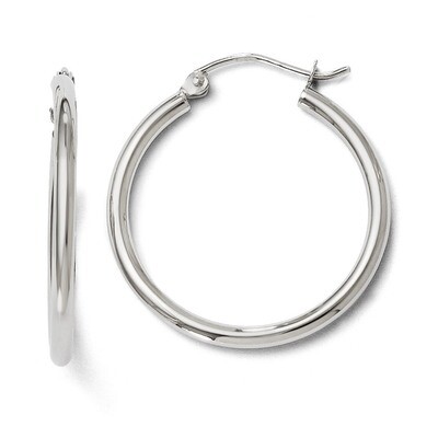 Leslie&#39;s Polished Hoop Earrings - 14k White Gold HB-94H, MPN: 94H, 886774569277