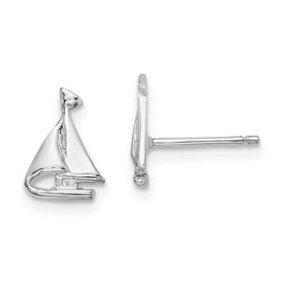 Mini Sailboat Post Earrings 14k White Gold E905W, MPN: E905W, 637218160471