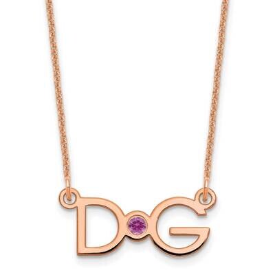 2 Initial with 18k Gold Bezel Birthstone Necklace 14k Rose Gold Medium XNA1251R, MPN: XNA1251R,