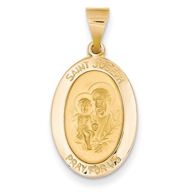 Saint Joseph Medal Pendant 14k Gold Polished and Satin XR1344, MPN: XR1344, 883957383675