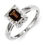 Smoky Quartz Diamond Ring Sterling Silver QR4557SQ, MPN: QR4557SQ, 883957482804