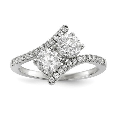 CZ Diamond Two Stone Polished Bypass Ring Sterling Silver Rhodium-plated QR6714, MPN: QR6714, 88395…