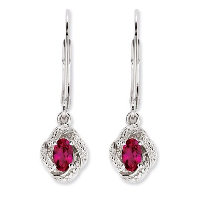 July Created Ruby Earrings Sterling Silver Diamond QBE12JUL, MPN: QBE12JUL, 886774187587