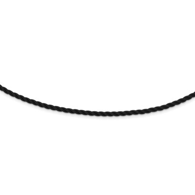 3mm Black Twisted Rubber Necklace 18 Inch Sterling Silver QG3560-18, MPN: QG3560-18, 191101071652
