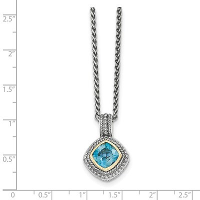 London Blue Topaz Necklace Sterling Silver &amp; 14k Gold QTC1353, MPN: QTC1353, 886774378251