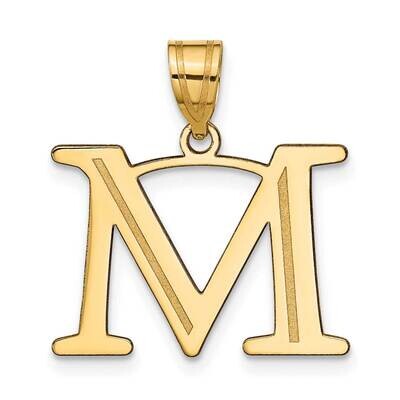 Letter M Initial Pendant 14k Gold Polished Etched YC1437M, MPN: YC1437M, 196904089170