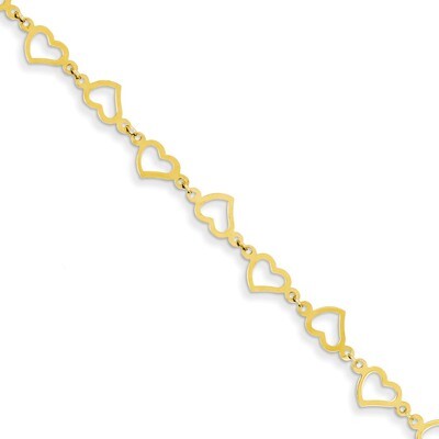 Flat Open Hearts Bracelet 7.5 Inch 14k Gold FB1357-7.5, MPN: FB1357-7.5, 883957587264