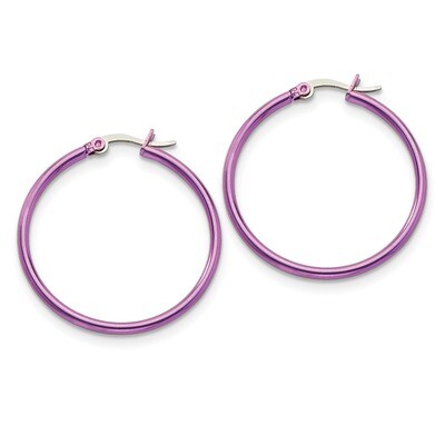 Pink IP plated 32mm Hoop Earrings Stainless Steel SRE432 by Chisel, MPN: SRE432, 886774039572