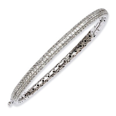 175 Stone Diamond Hinged Bangle Sterling Silver Pave Rhodium-plated QB664, MPN: QB664, 886774298375
