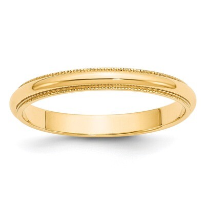 3mm Milgrain Half-Round Wedding Band 14k Gold M030 Engravable, MPN: M030, 886774301150