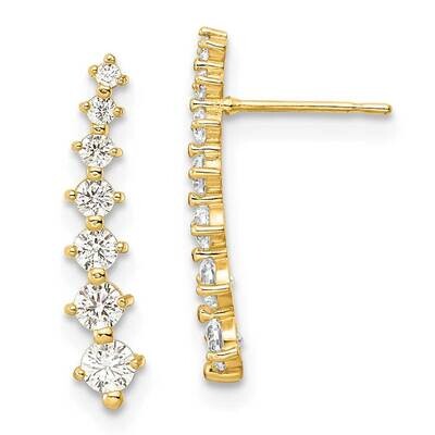 White CZ Diamond Post Earrings 14k Gold Polished YE2012, MPN: YE2012, 191101798894
