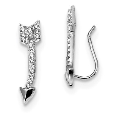 CZ Diamond Arrow Ear Climber Earrings Sterling Silver Rhodium-plated QE13666, MPN: QE13666, 8867741…