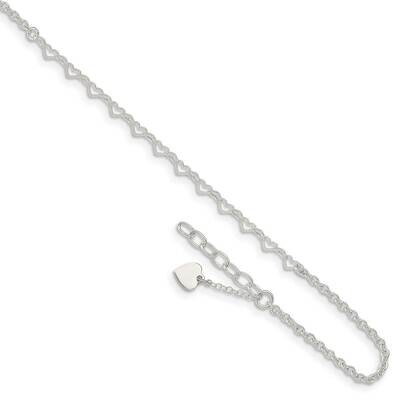 Heart Charm with 1 inch Extender Anklet Sterling Silver QG4732-9, MPN: QG4732-9, 883957953120