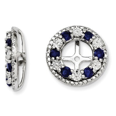 Created Sapphire Earring Jacket Sterling Silver Rhodium QJ124SEP, MPN: QJ124SEP, 886774283272