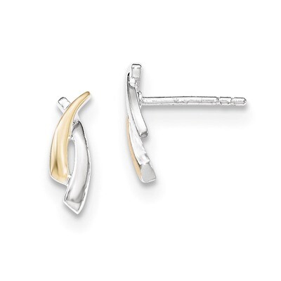 9kGold-plated Accent Polished Criss Cross Post Earrings Sterling Silver QE12135