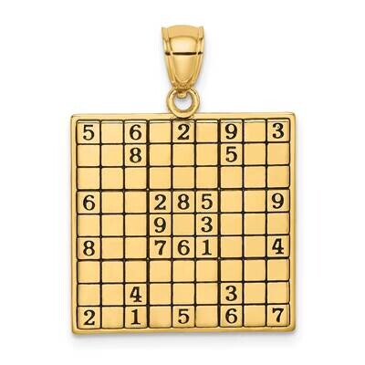 Antiqued Sudoku Game Board Charm 14k Gold Polished K7334, MPN: K7334, 637218130924