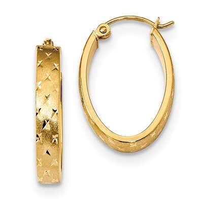 14k Polished Satin &amp; Diamond -cut Hoop Earrings 14k Gold Polished TF1085, MPN: TF1085, 191101058332