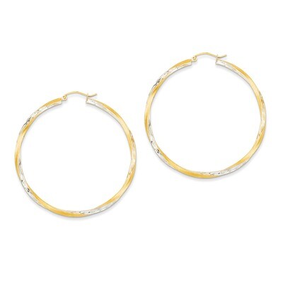 Diamond-cut 2.5mm Twisted Hoop Earrings 14K Gold &amp; Rhodium TC434, MPN: TC434, 883957289908