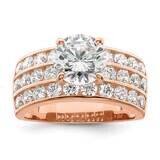 Rose-Tone 3 Row CZ Diamond Ring Sterling Silver Polished QR7284, MPN: QR7284,