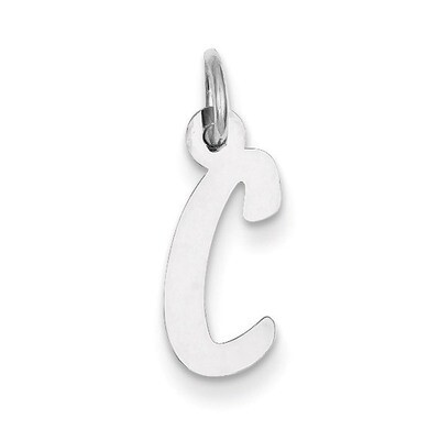 Medium Slanted Block Initial C Charm Sterling Silver QC5083C, MPN: QC5083C, 191101461002