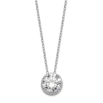 Sterling Silver Diamonique Asscher Pendant on 18 Cable Chain J354259MU5000