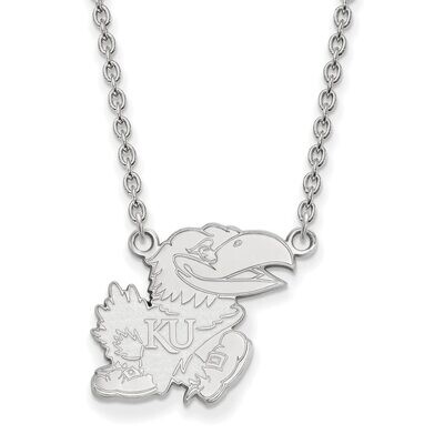 University of Kansas Large Pendant with Chain Necklace 10k White Gold 1W058UKS-18, MPN: 1W058UKS-18…