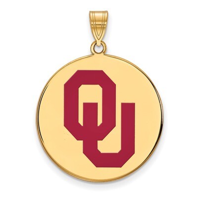 University of Oklahoma x-Large Enamel Disc Pendant Gold-plated Sterling Silver GP041UOK, MPN: GP041…
