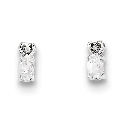 White Topaz &amp; Diamond April Earrings Sterling Silver QBE23APR, MPN: QBE23APR, 883957396668