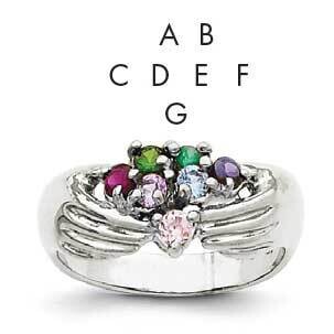 7 Synthetic Stone Family Ring 14k White Gold XMRW51/7SY, MPN: XMRW51_7--6, 883957165387