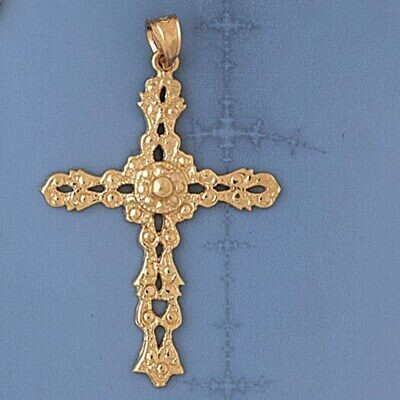 Dazzlers Jewelry Cross Pendant Necklace Charm Bracelet in Yellow, White or Rose Gold 7983, MPN: DZ-…